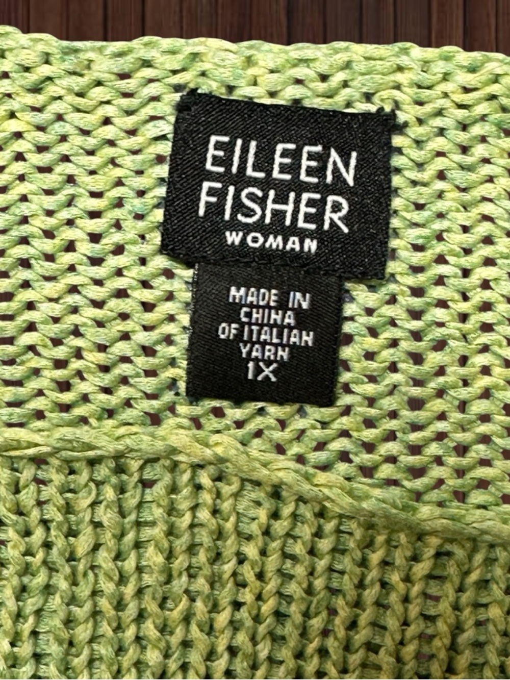 Eileen Fisher Green Scoop Neck Lightweight Knit Sweater